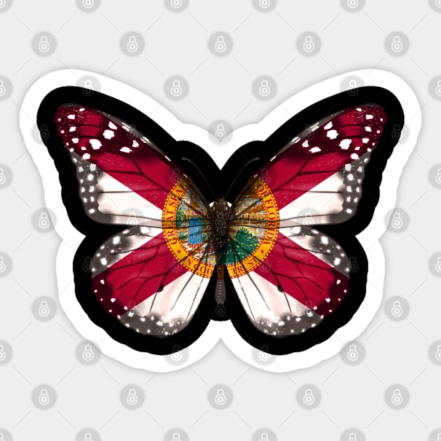 Florida Flag Butterfly - Gift for Floridian From Florida FL Sticker by Country Flags